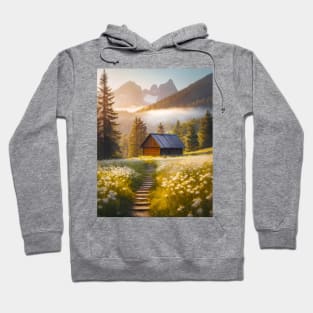 cottage in the fir forest Hoodie